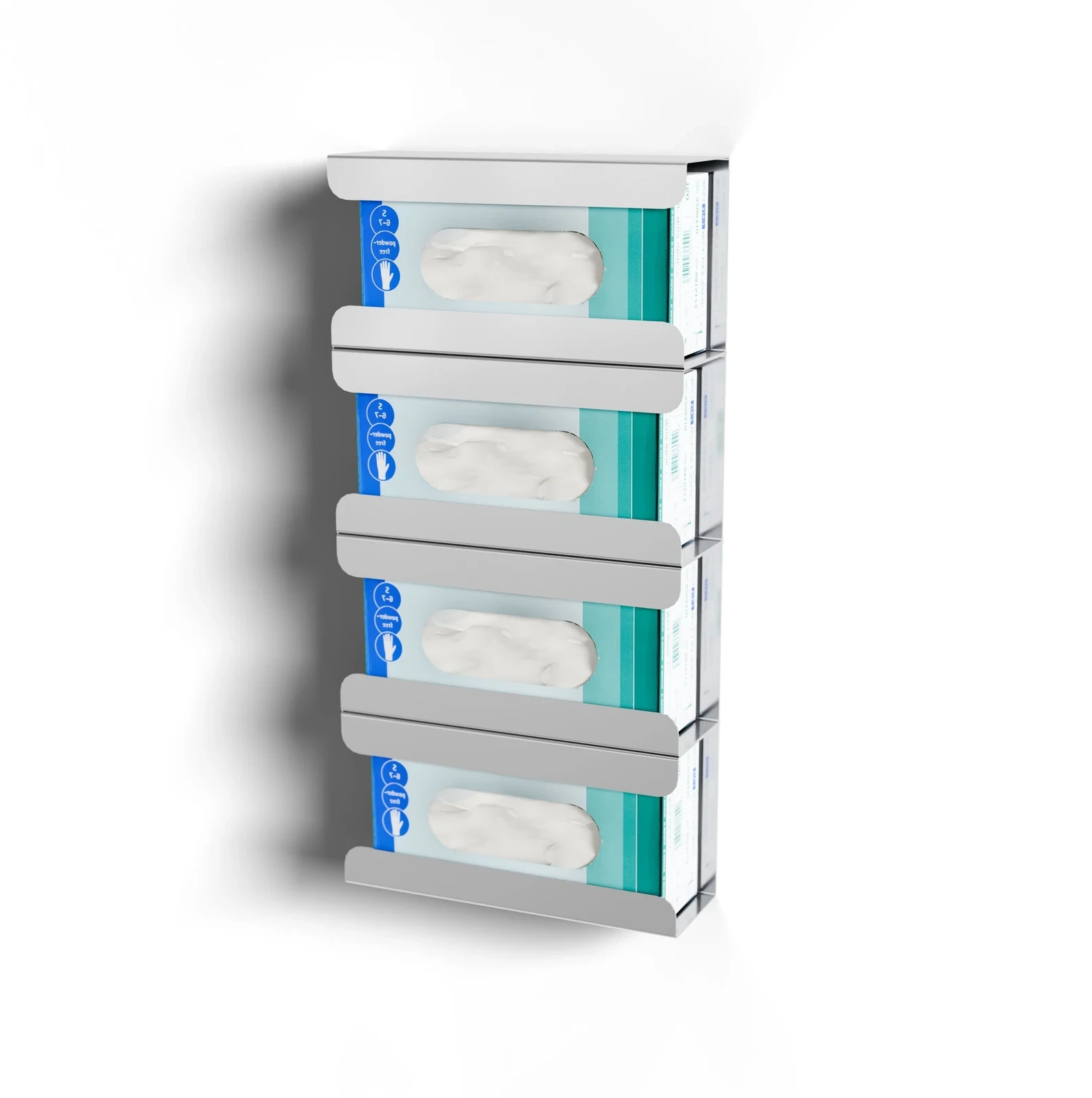 Stainless steel wall-mounted glove box holder for cleanrooms
